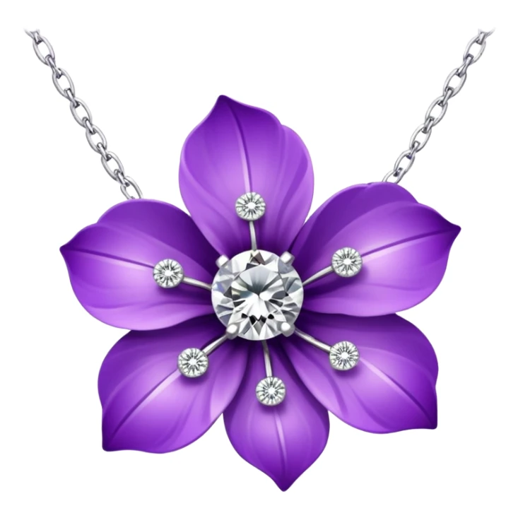 Purple flower with diamond petals necklace  sticker