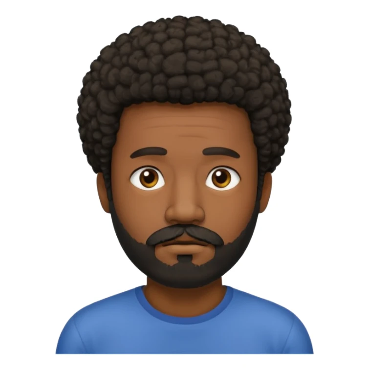 black man with beard, mustache, and short afro sad sticker