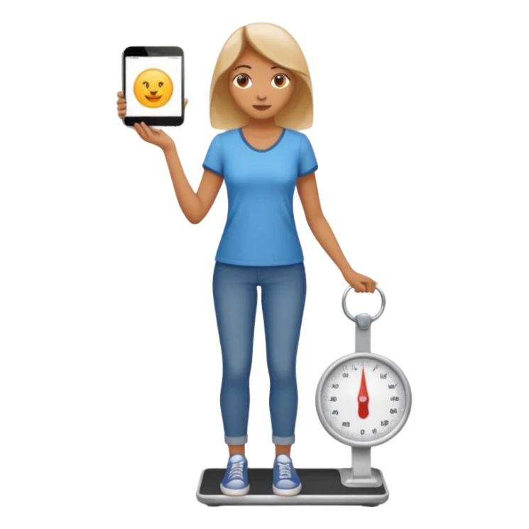 Woman standing on scale sticker