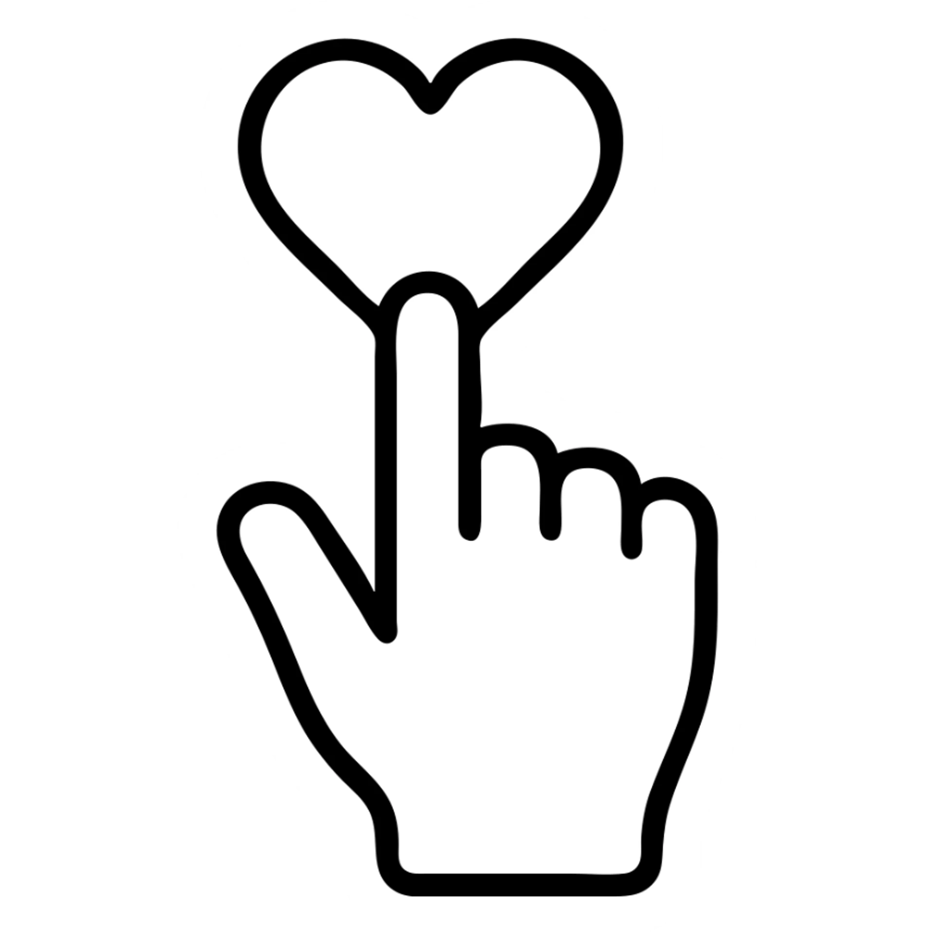 index finger clicking on a heart icon sticker