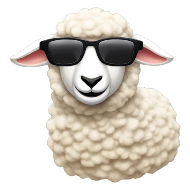 Create a sheep from catan wearing sunglasses and include the catan board playing catan sticker