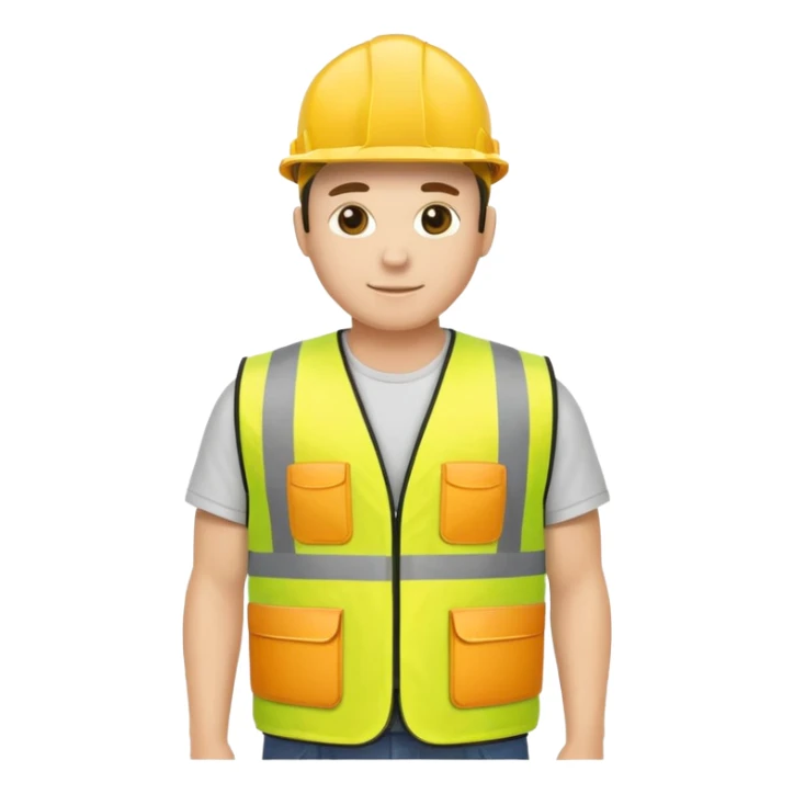 create a realistic emoji of a small construction worker vest sticker
