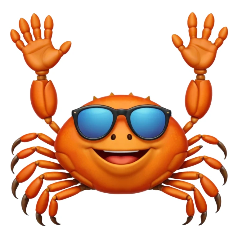 Alaska crab are moving wearing a sunglass and say hi sticker