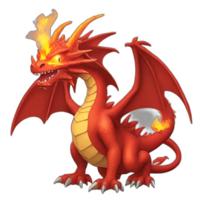 huge red Dragon Pokemon with fire four legs two arms sticker