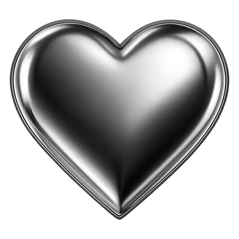chrome style icon of a heart sticker