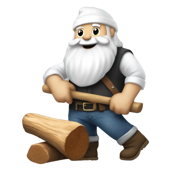 white Santa chopping wood with an ax wearing jeans sticker