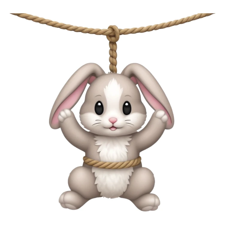 A bunny hanging tightly from a rope  sticker