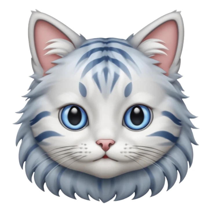 striped cat with white and gray hair and blue eyes sticker