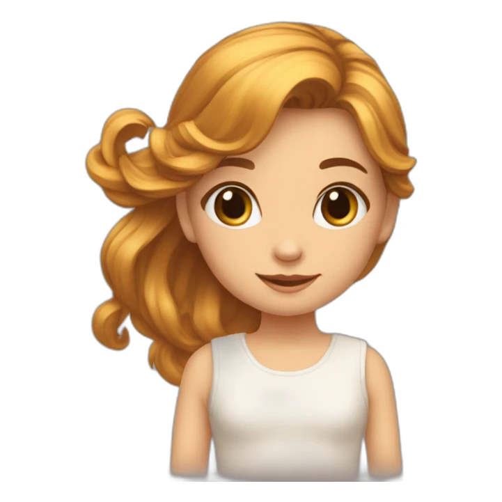 Une petite fille cheveux long etavec un chaton sticker