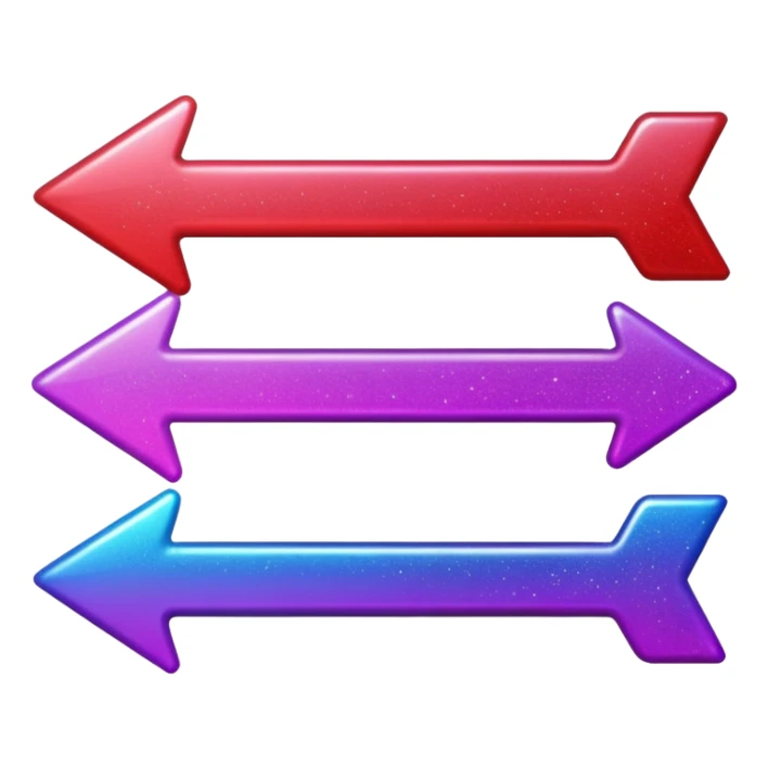 color gradient between red and purple glitter arrow right sticker