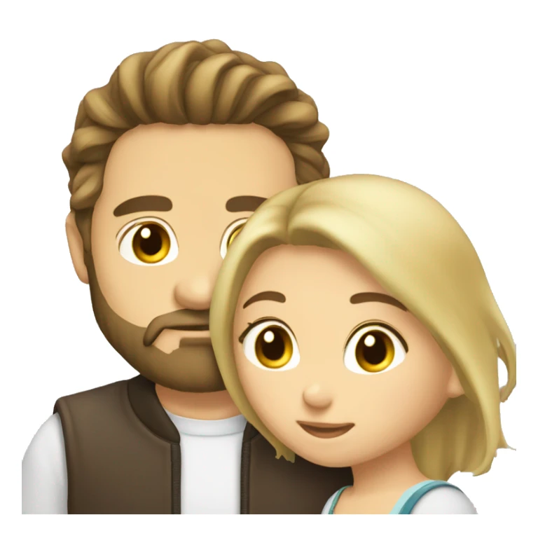 Brunette guy with beard kissing blond girl with long hair sticker