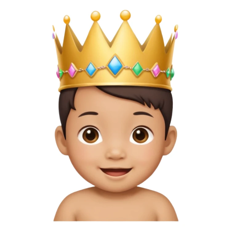 asian baby wearing birthday crown sticker