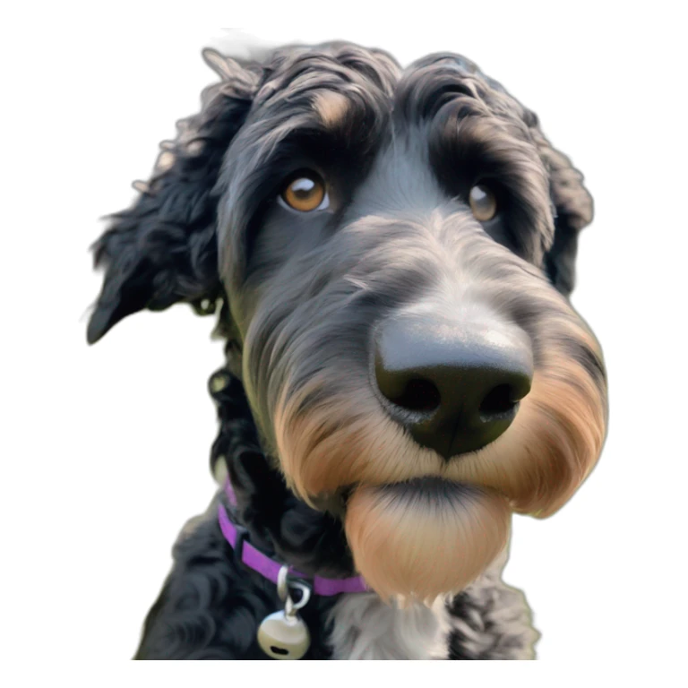 black aussie doodle wearing neck cone of shame  sticker