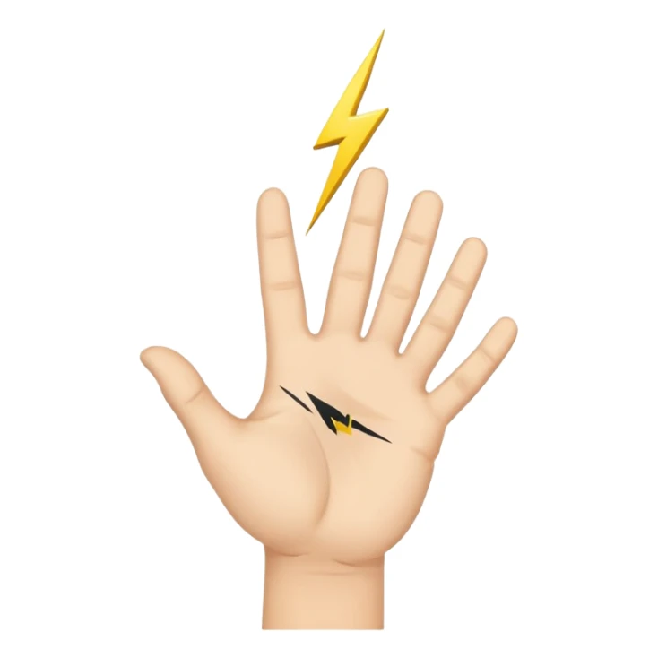 open palm with a lightning bolt drawn invented sign sticker