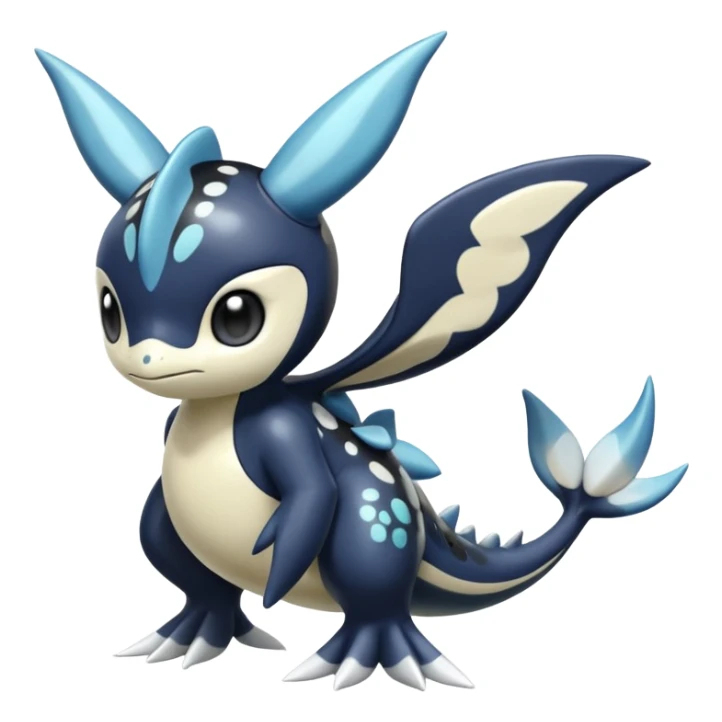 Black and white smooth glossy soft hot spotted Meloetta-Dialga-Orca-Giratina-Noibat-Pokémon-Fakémon-fusion-hybrid-creature sticker