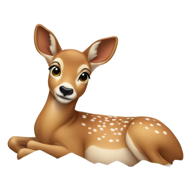a doe lying on a pile of snow sticker