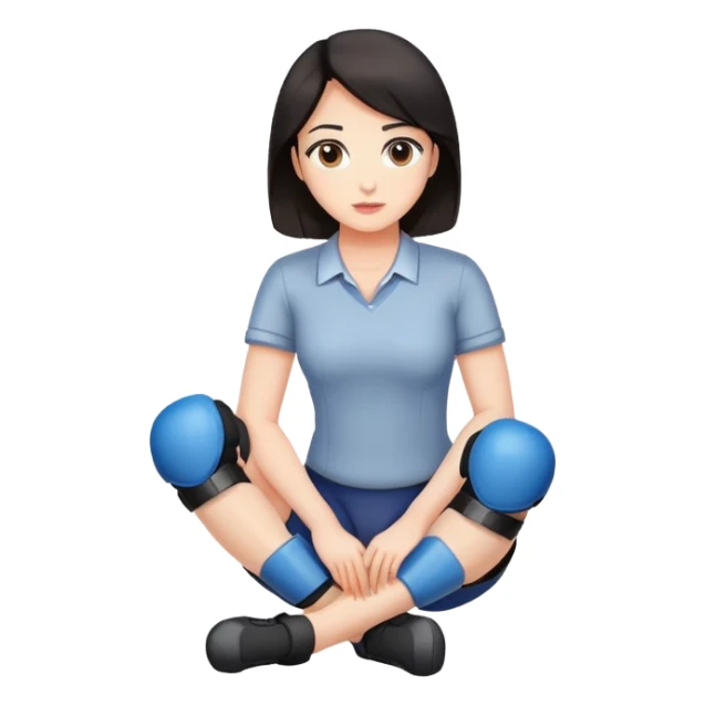Office lady dark hair with knee pads sticker