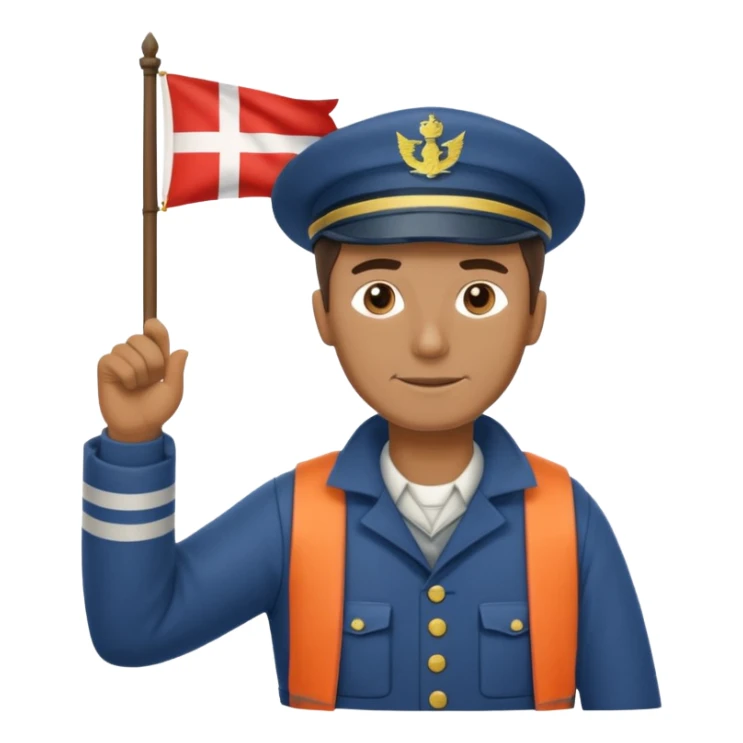 Keeper raising signal flag at lighthouse sticker