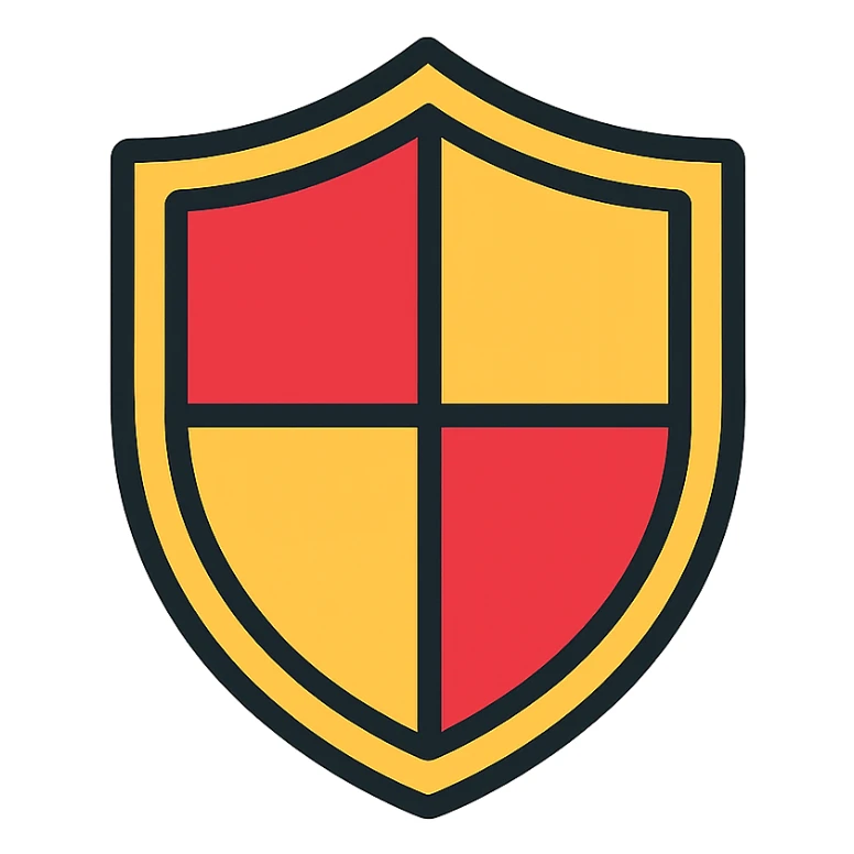 shield icon, lineal color icon with black outlines, simple and bold, modern, no text sticker