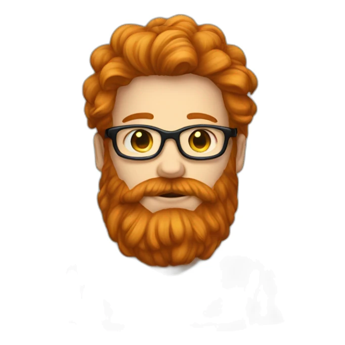 ginger male with beard and glases. long hair and huge beard sticker
