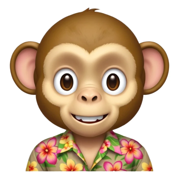 Monkey – cheeky grin, wearing floral aloha shirt. sticker