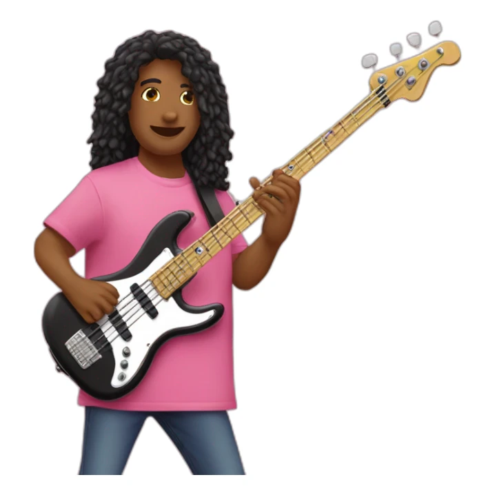 bruned-long-bassguitar-player-pink-tshirt-pink sticker