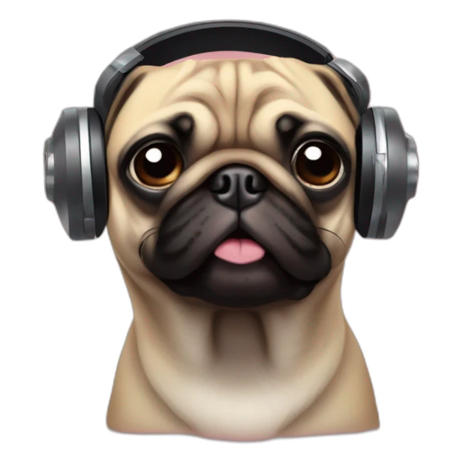 Dog pug djing on turntables with aerphones sticker