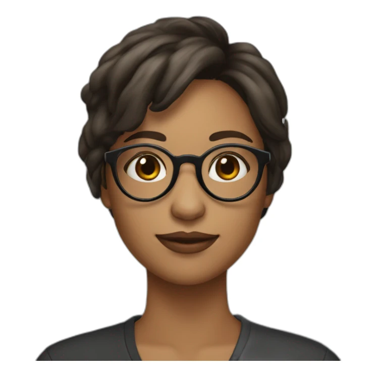 Gilr wearing Round glasses with Brunette skin sticker