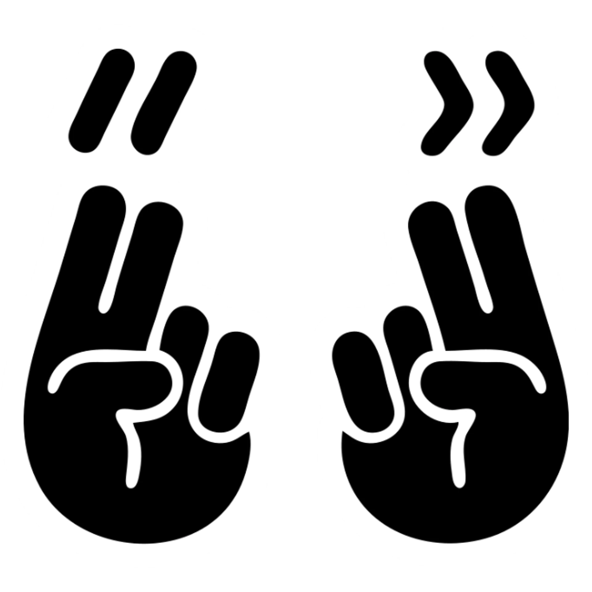 two hands in air quotes pose, fingers forming quotation marks, simple and bold sticker