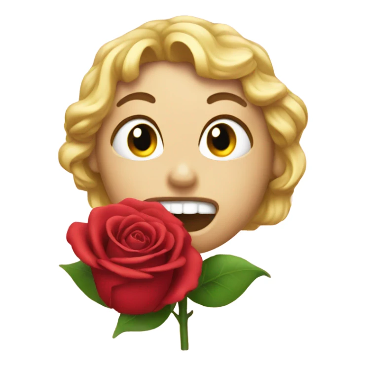 emoji with a rose in its mouth sticker