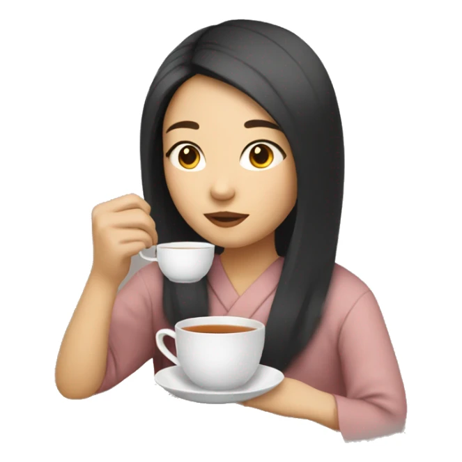 asian Girl sipping tea sticker