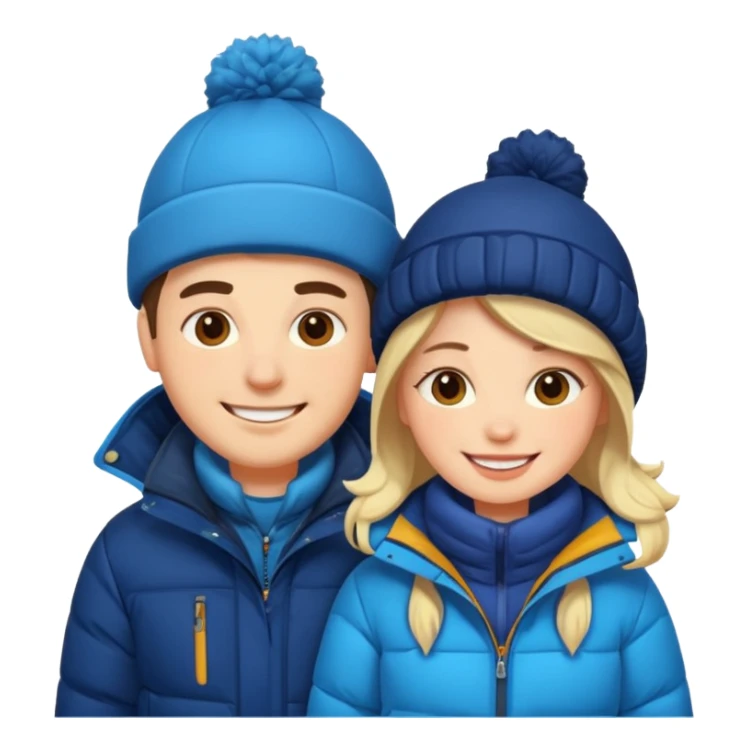 full-length cozy couple in winter jackets sticker