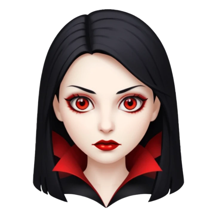 A woman vampire, pale skin, red eyes and black straight hair. sticker