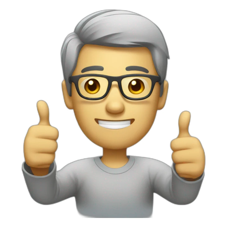 Chinese guy wear glasses grey hsirtwo thumb up sticker
