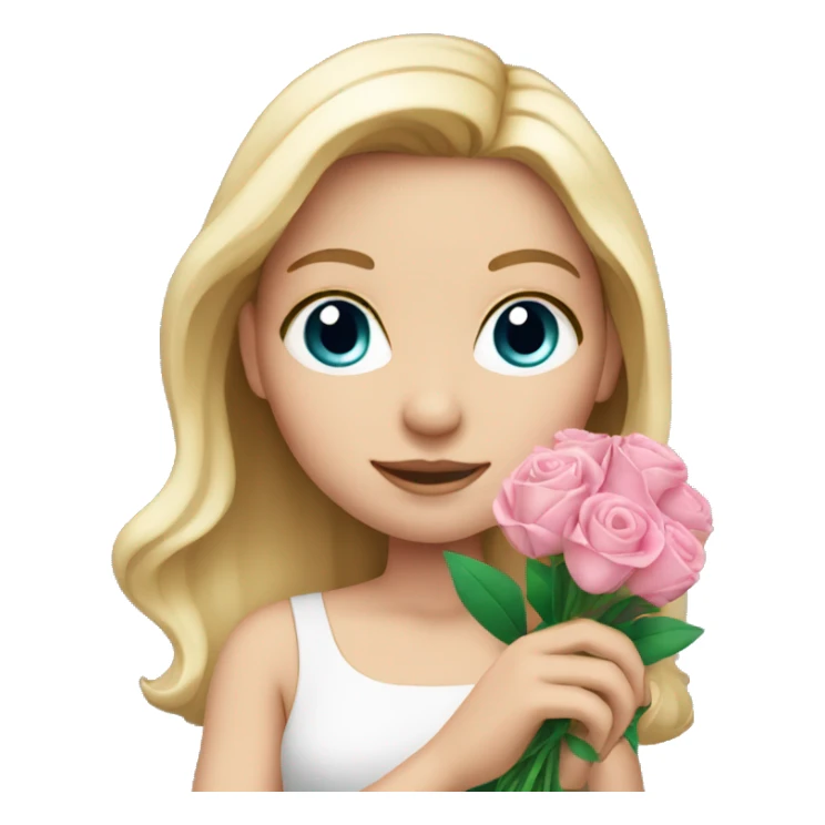White girl holding pink flower bouquet sticker