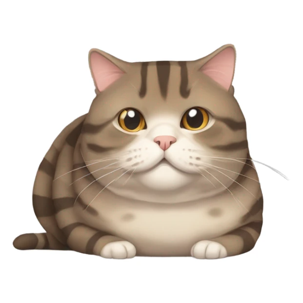 A fat Scottish cat of dark reed color with light stripes is lying sticker