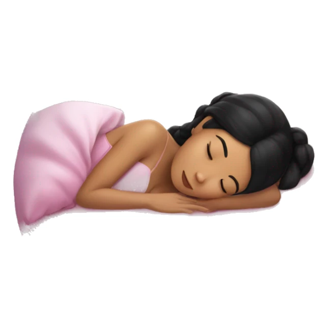 sleeping beauty black hair asian girl with a silk pillow sticker
