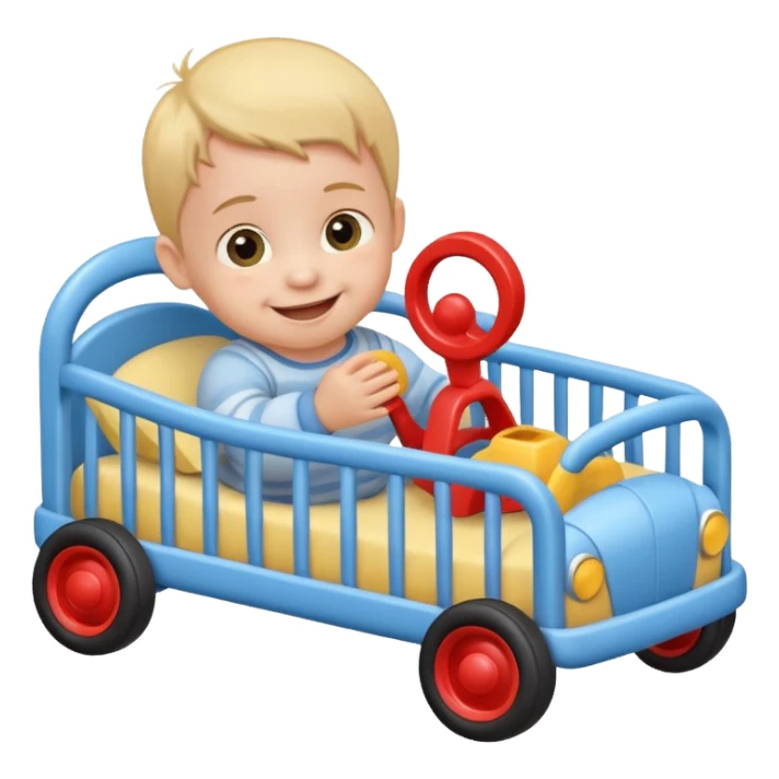 baby in bid with toy car







 sticker