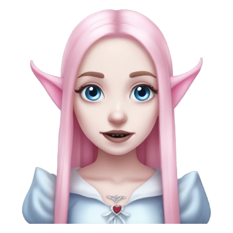 Cute spooky CUTE pink pale vampire teeth pretty pink eyebrows vampire goth princess elf ears blue eyes whole body sticker