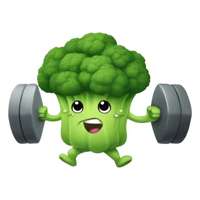 kawaii cute strong broccoli exercising in the gym sticker