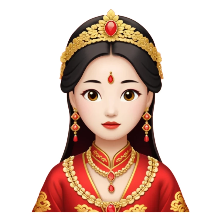 Chinese bride getup, heavy jewelary, traditional. sticker