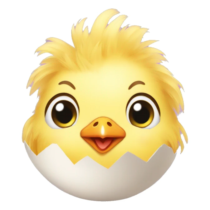 baby chicken with hair hatching from an egg sticker