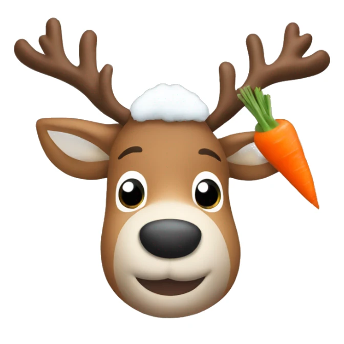 Reindeer with ear muffs on eating a carrot happily! sticker