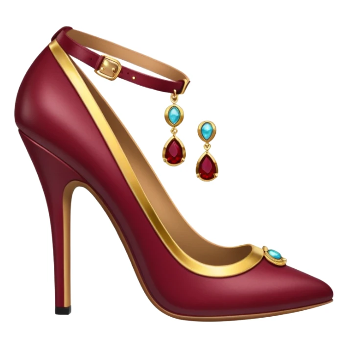 burgundy sexy high heel with jewelry sticker
