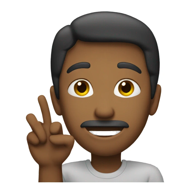 A simple emoji that makes the sign listens with his fingers sticker