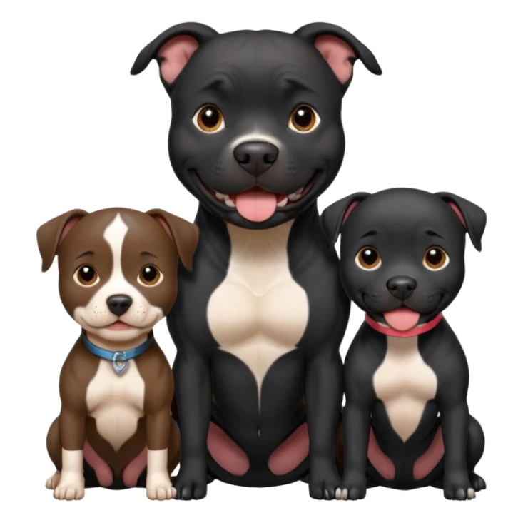 Black pitbull dog with mom and dad  sticker