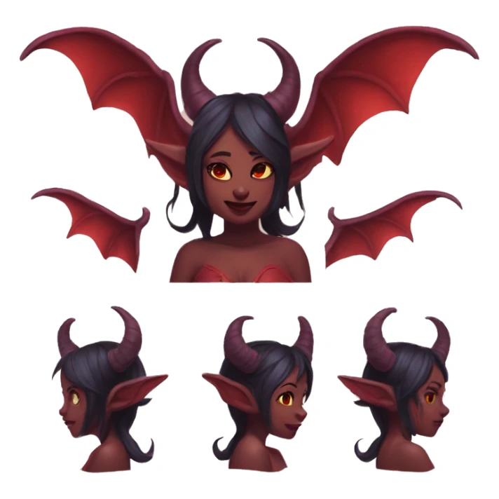 Meru the red skin succubus with horns and wings sticker