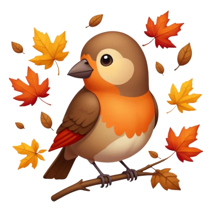 a single bird watching other birds fly away, surrounded by falling autumn leaves sticker