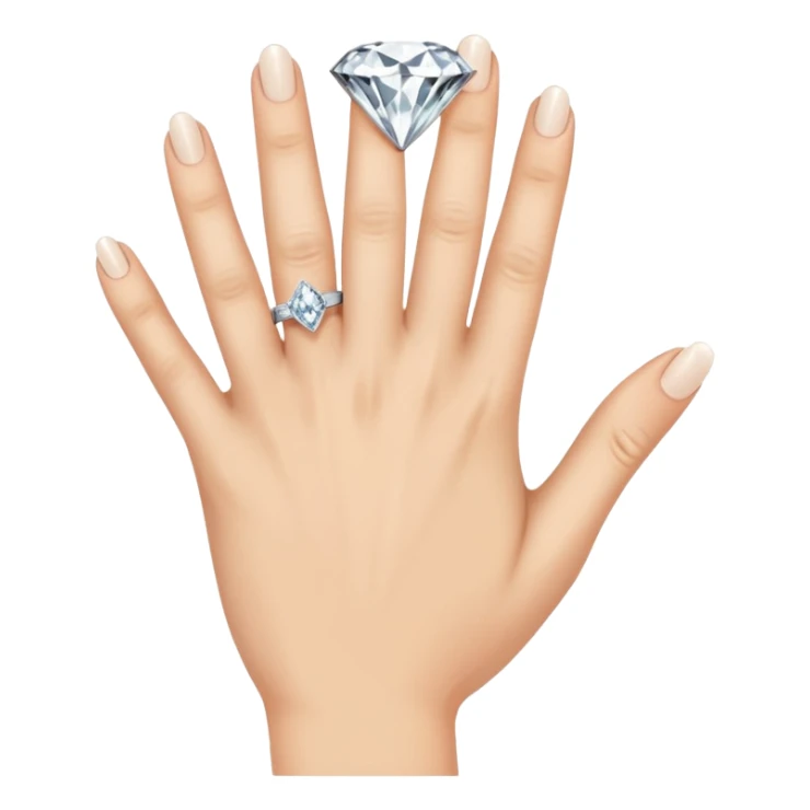 LEFT hand with diamond ring on ring finger (second finger from the pinkie) sticker