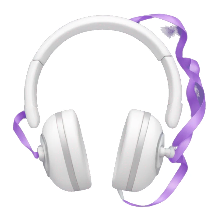 white headphones with lavender ribbons sticker